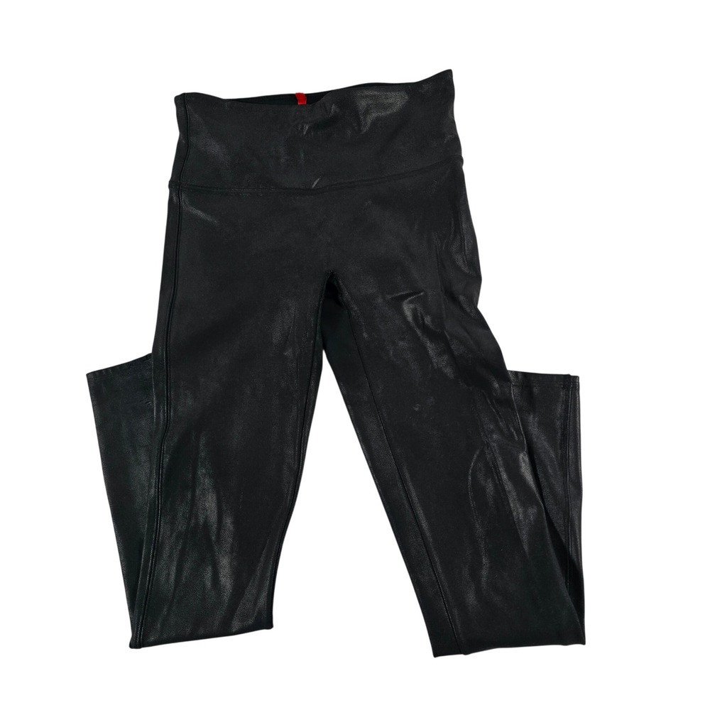 Spanx Faux Leather Leggings Black High Waisted Petite Medium M/M 20204P